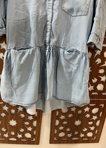 Zara Kadın Mavi Denim Midi Elbise - Görsel 3