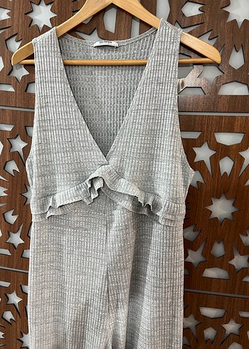 Zara Gri Triko V Yaka  Tulum - Görsel 4