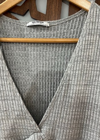 Zara Gri Triko V Yaka  Tulum - Görsel 6