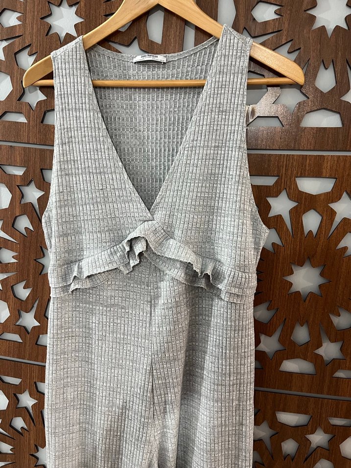 Zara Gri Triko V Yaka  Tulum - Görsel 4