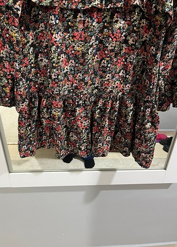 Zara Siyah Desenli Midi Elbise - Görsel 3