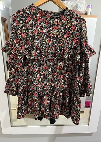 Zara Siyah Desenli Midi Elbise - Görsel 2