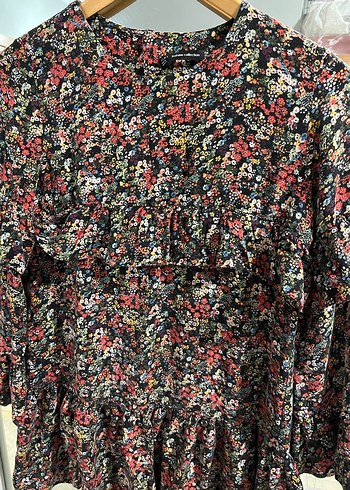 Zara Siyah Desenli Midi Elbise - Görsel 4