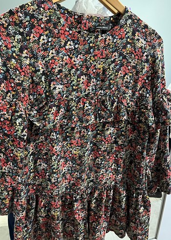 Zara Siyah Desenli Midi Elbise - Görsel 5