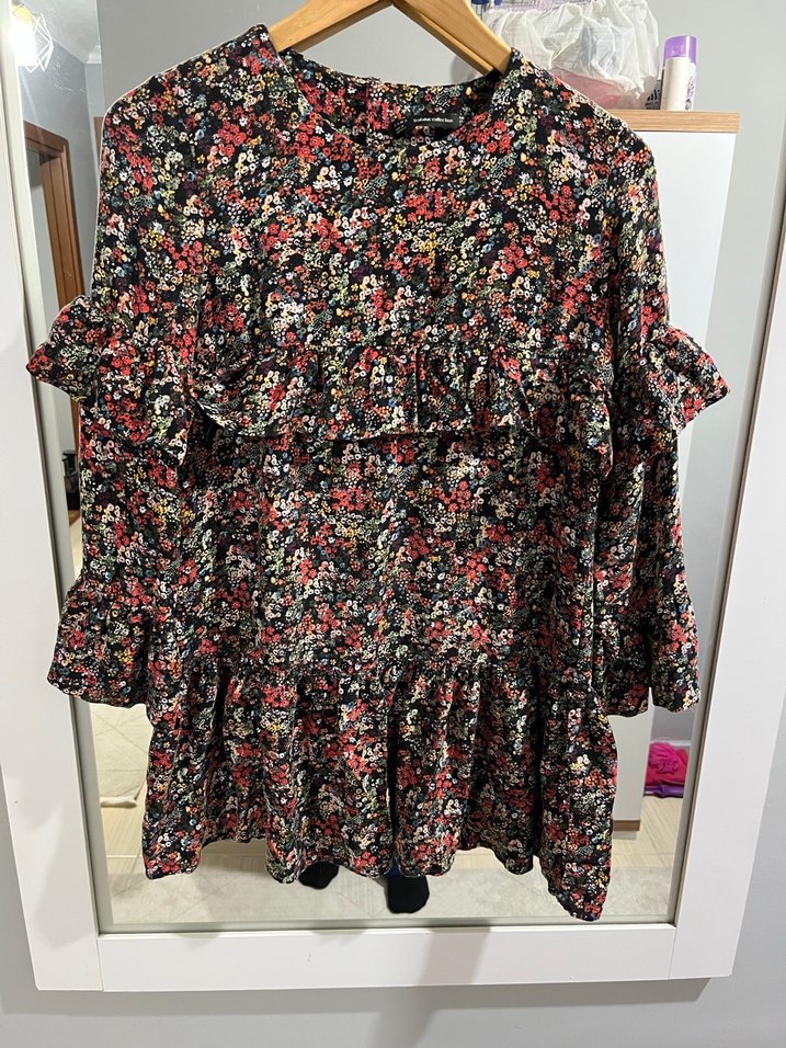 Zara Siyah Desenli Midi Elbise - Görsel 2