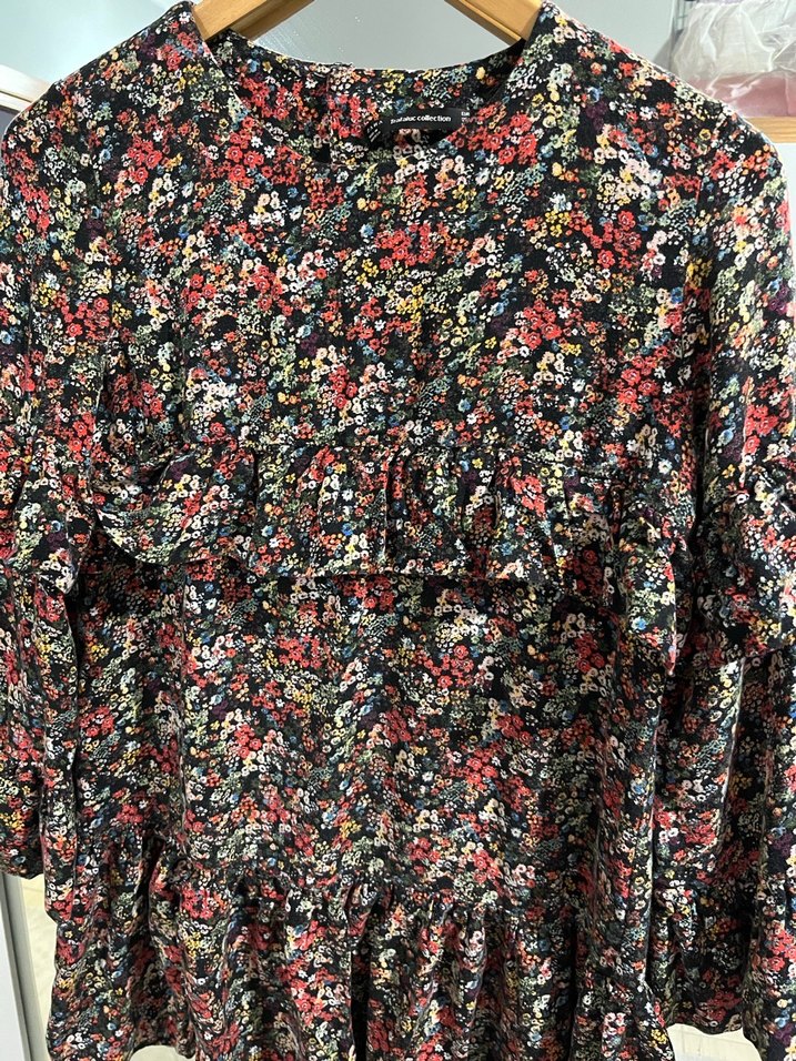 Zara Siyah Desenli Midi Elbise - Görsel 4