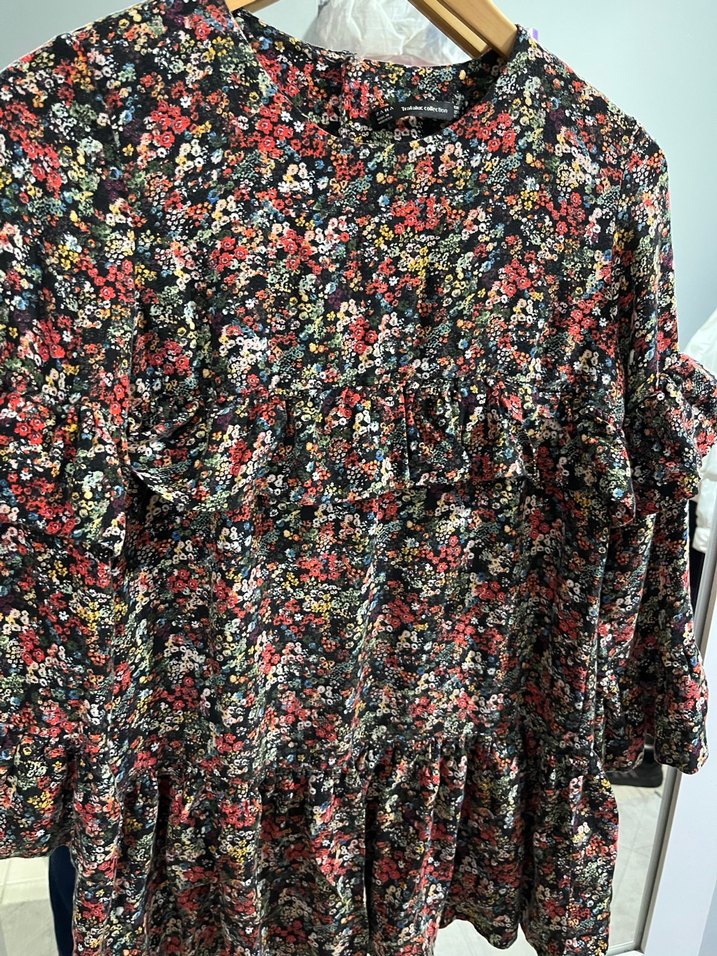 Zara Siyah Desenli Midi Elbise - Görsel 5