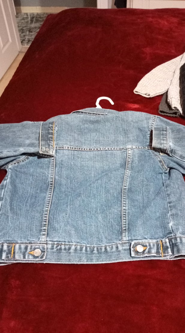 Nakışlı Gri çocuk denim Ceket - Görsel 2