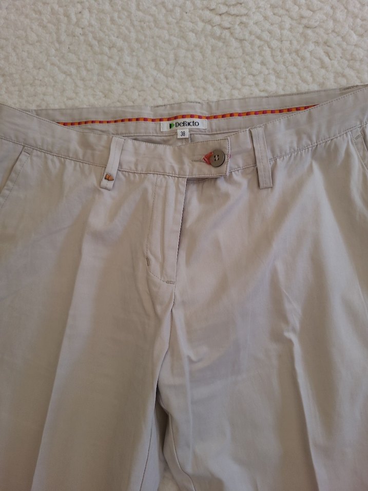 Bej pamuklu Kumaşlı de facto  Pantolon - Görsel 2