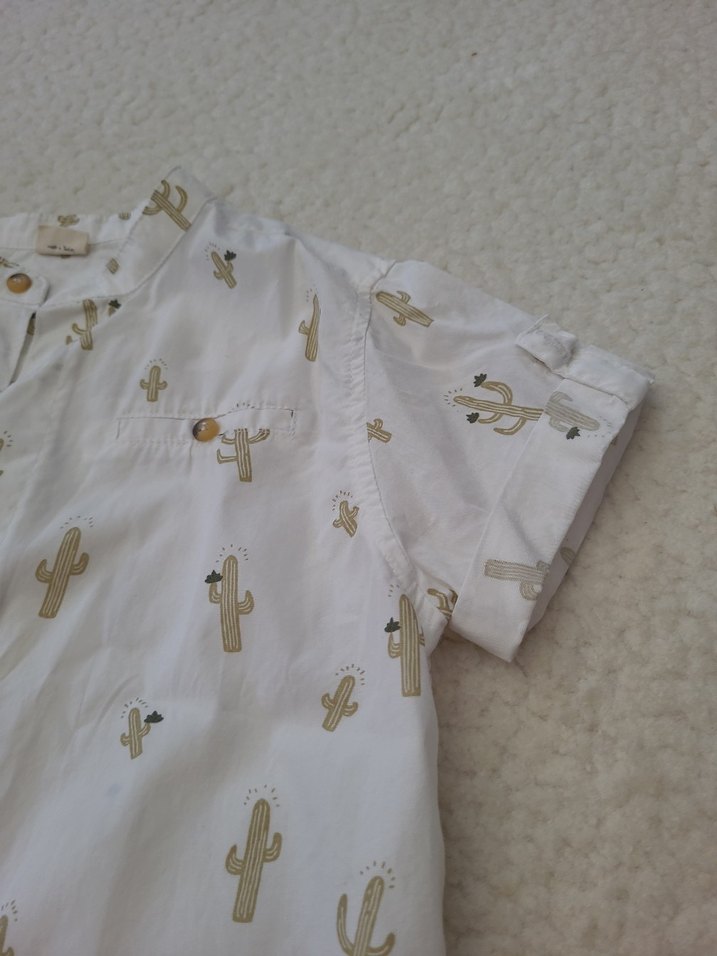 Erkek Çocuk Beyaz Kaktüs Desenli Kısa Kollu Gömlek soo be gomlek - Görsel 5