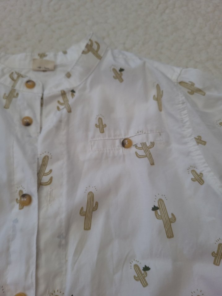 Erkek Çocuk Beyaz Kaktüs Desenli Kısa Kollu Gömlek soo be gomlek - Görsel 3