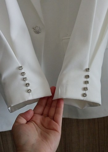 Diğer Düğmeli Beyaz Kadın Blazer Ceket
