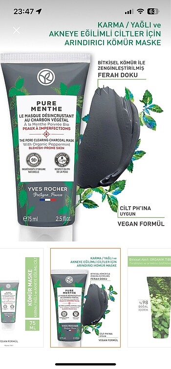  Beden Yves roshe kömür maske