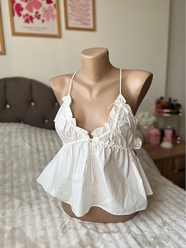 Zara askılı lolita couqette fırfırlı bluz üst