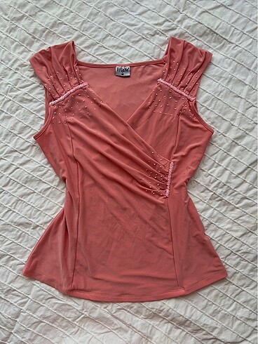 Boncuk işlemeli vintage coquette bluz