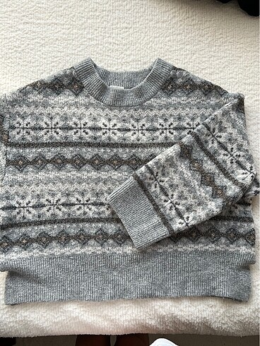 H&M Hm desenli gri kazak