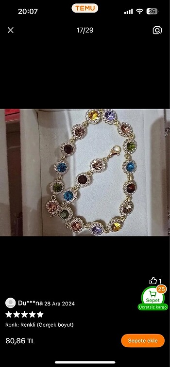 swarovski Vintage renkli taşlı kolye