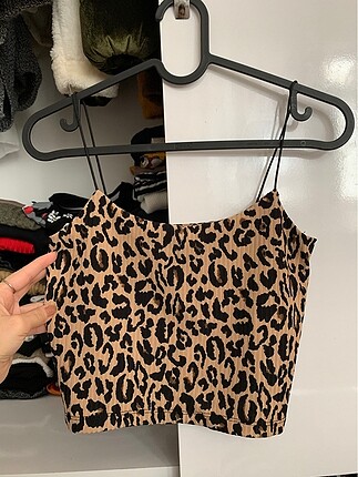 Askılı mini crop leopar