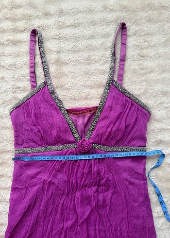 %100 ipek river island mini elbise boncuk işlemeli - Görsel 8