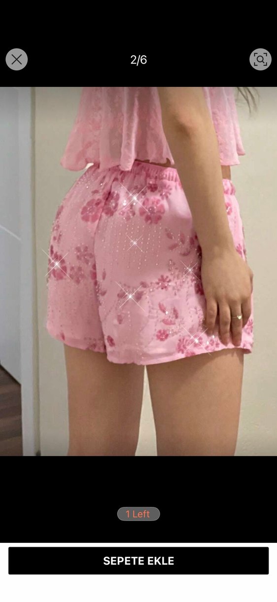 Pembe pullu boncuklu mini şort — görsel 2/3
