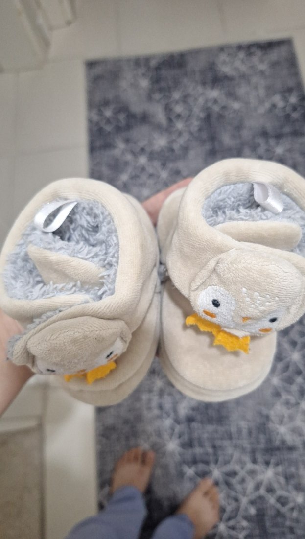 Kız Çocuk Gri Peluş Ev Terliği - Görsel 2