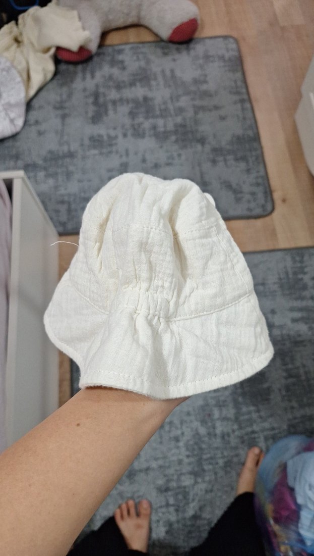 Nakışlı Pamuk Beyaz Çocuk Şapkası - Görsel 2