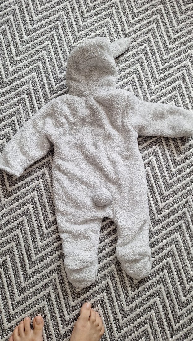 Gri Erkek Bebek Nakışlı Triko Tulumu - Görsel 3