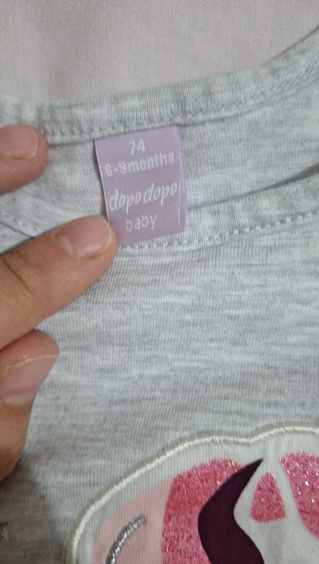 Uzun Kollu Unicorn Baskılı Kız Elbise - Görsel 2