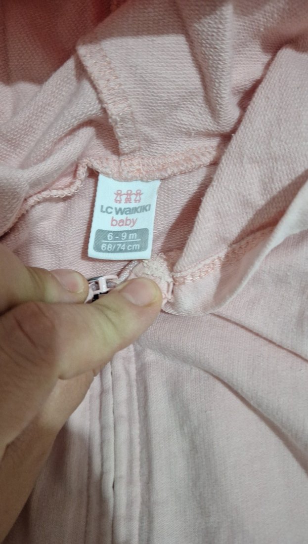 Kız Çocuk Kapüşonlu Fermuarlı Pembe Yelek - Görsel 2