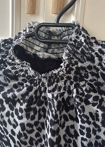 Gri Leopar Desenli Uzun Kollu Midi Elbise - Görsel 4