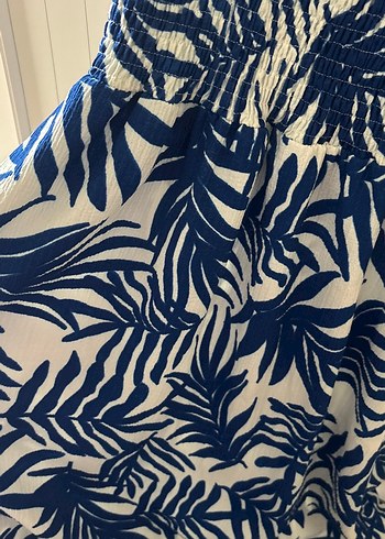 Mavi Bağlama Desenli Bohem Midi Elbise koton - Görsel 4