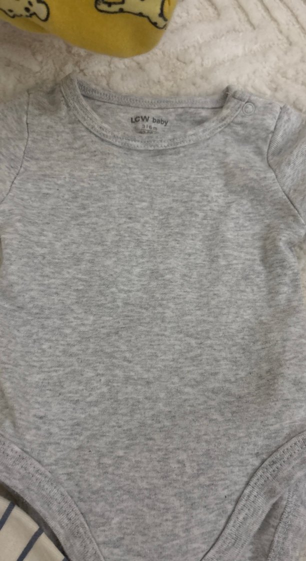 Uzun Kollu Gri Pamuklu Bebek Body - Görsel 3