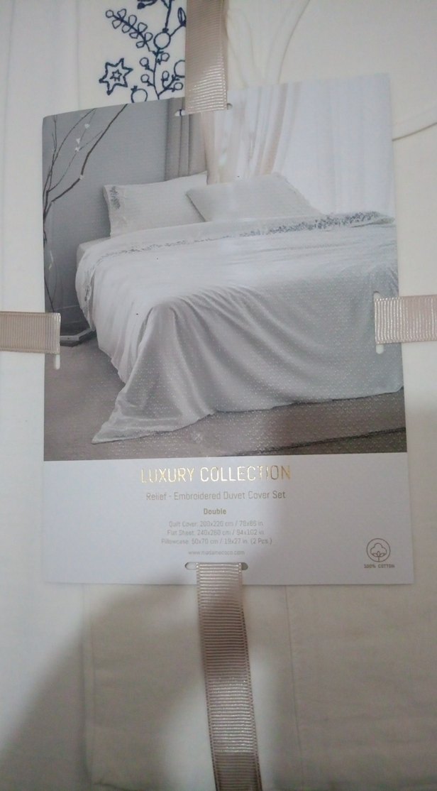 Beyaz Baskılı Nevresim Takımı çift kişilik - Görsel 2