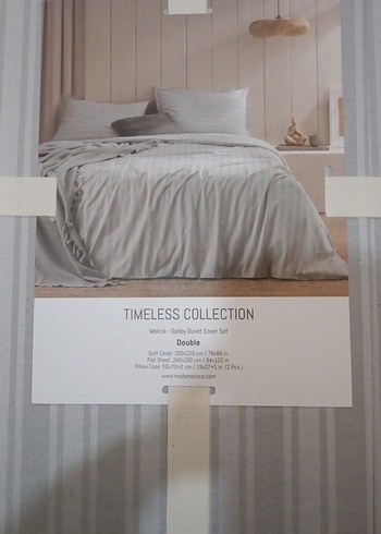 Zamanın Ötesinde Gri Çizgili Nevresim Takımı çift kişilik - Görsel 2