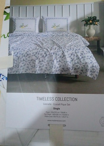 Desenli Beyaz Gri tek kişilik pike Takımı - Görsel 2