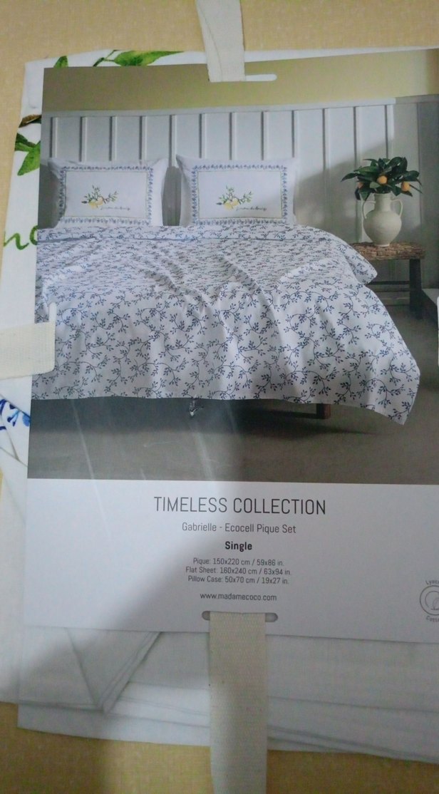 Desenli Beyaz Gri tek kişilik pike Takımı - Görsel 2