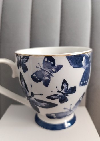 Madame Coco Madame Coco Kelebek Desenli Mavi Kupa 400ml