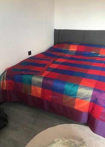 Kareli tafta ici pamuklu yatak ortusu - Görsel 4