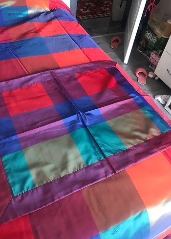 Kareli tafta ici pamuklu yatak ortusu - Görsel 6