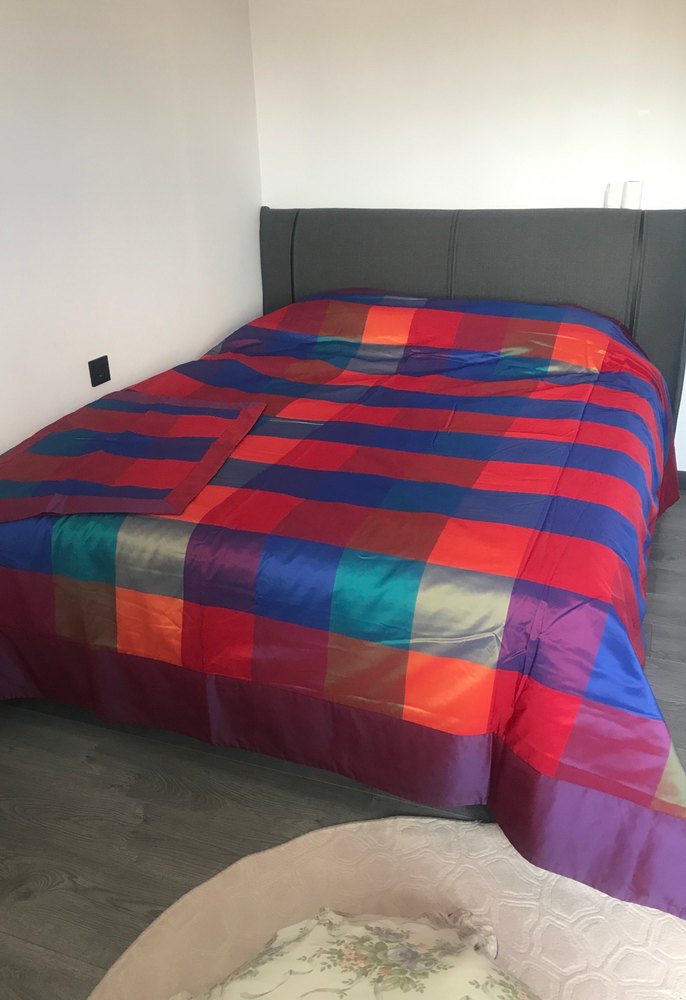 Kareli tafta ici pamuklu yatak ortusu - Görsel 2