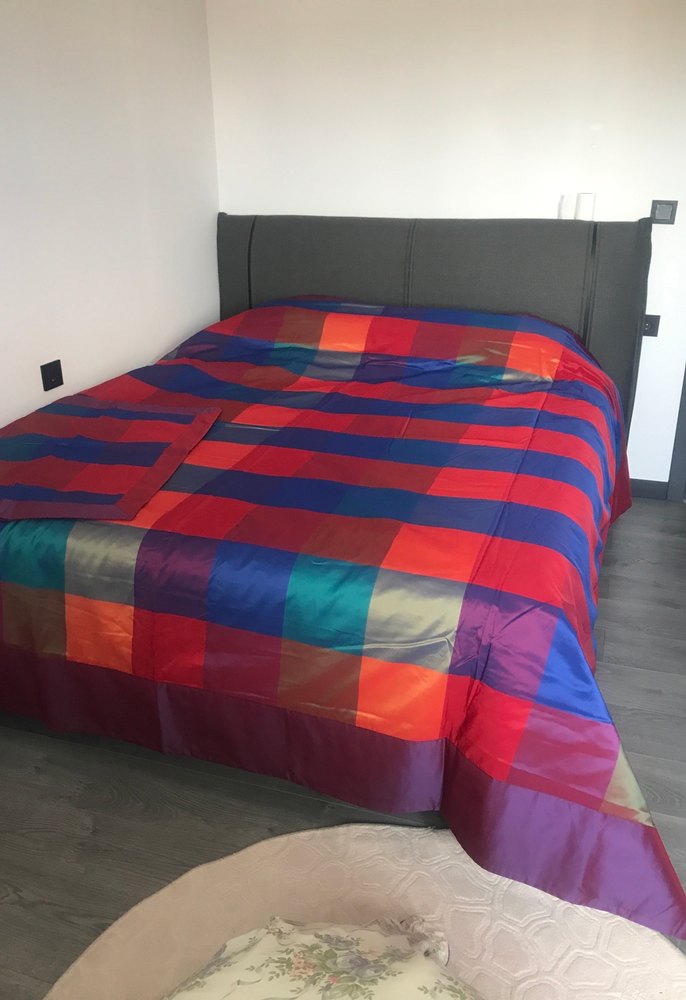 Kareli tafta ici pamuklu yatak ortusu - Görsel 3