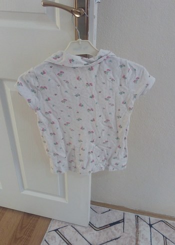 Kız Çocuk Beyaz Desenli Kısa Kollu Gömlek - Görsel 3