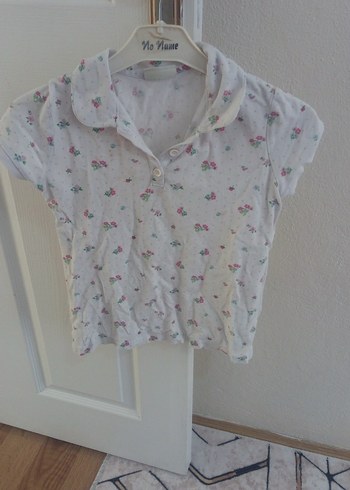 Kız Çocuk Beyaz Desenli Kısa Kollu Gömlek - Görsel 2