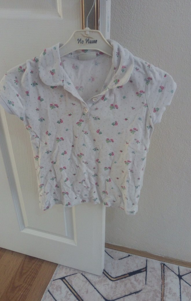 Kız Çocuk Beyaz Desenli Kısa Kollu Gömlek - Görsel 2