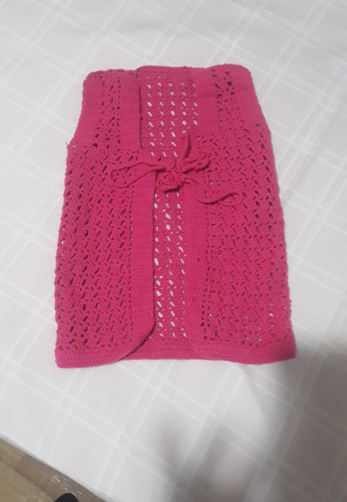 Kız Çocuk Pembe Örgü Yelek - Görsel 2