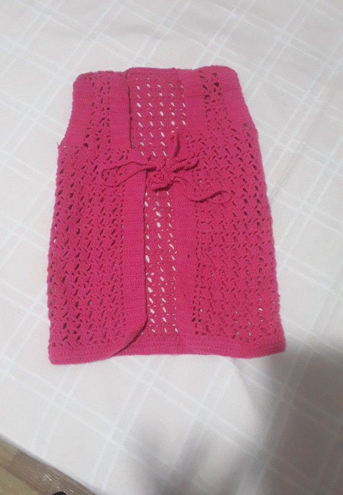 Kız Çocuk Pembe Örgü Yelek - Görsel 3