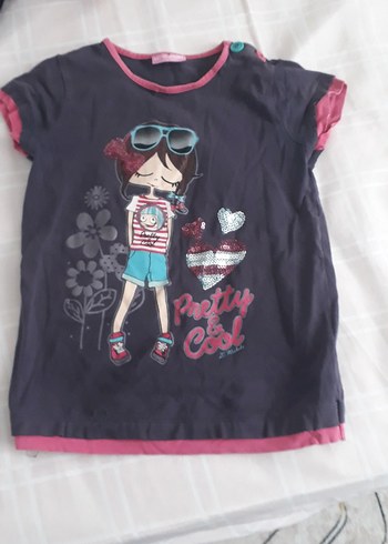 Kız Çocuk Gri Baskılı Kısa Kollu Tişört - Görsel 2