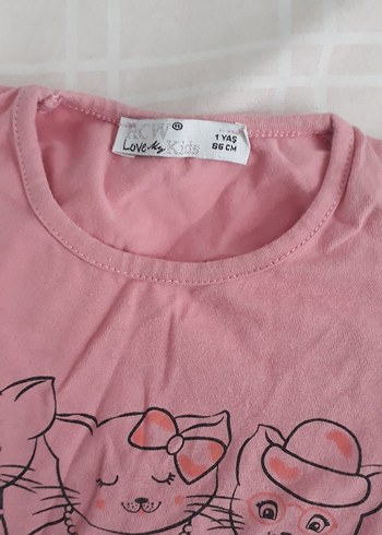 Pembe Kız Çocuk Kısa Kollu Baskılı Tişört - Görsel 3