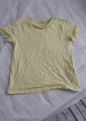 Kız Çocuk Sarı Kısa Kollu Basic Tişört - Görsel 2