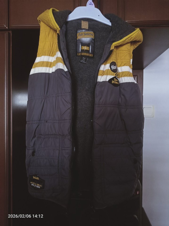 Lcw Sarı Gri Kapüşonlu Erkek Çocuk Yelek - Görsel 4